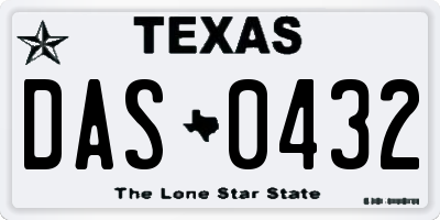 TX license plate DAS0432