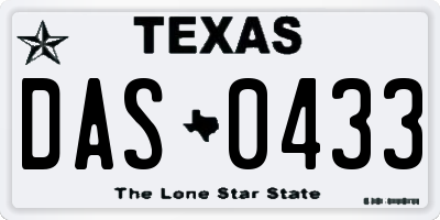 TX license plate DAS0433