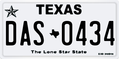 TX license plate DAS0434