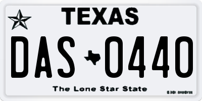 TX license plate DAS0440