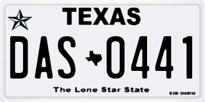 TX license plate DAS0441
