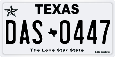 TX license plate DAS0447