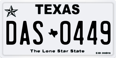 TX license plate DAS0449