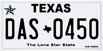 TX license plate DAS0450