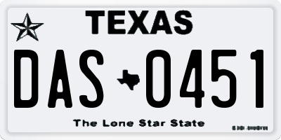 TX license plate DAS0451