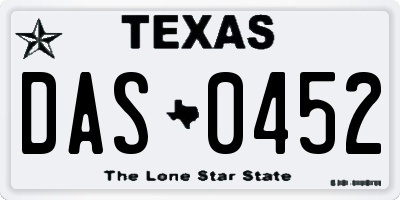 TX license plate DAS0452