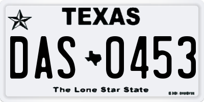 TX license plate DAS0453