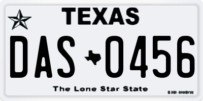 TX license plate DAS0456