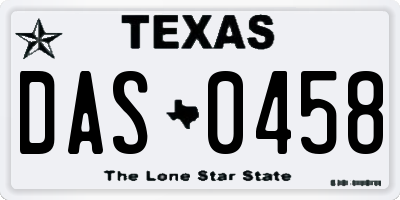 TX license plate DAS0458