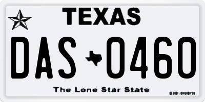 TX license plate DAS0460