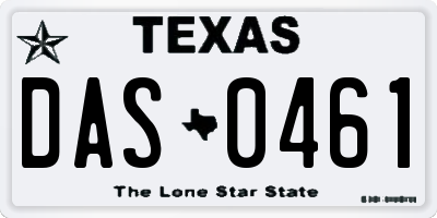TX license plate DAS0461