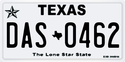 TX license plate DAS0462