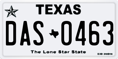 TX license plate DAS0463