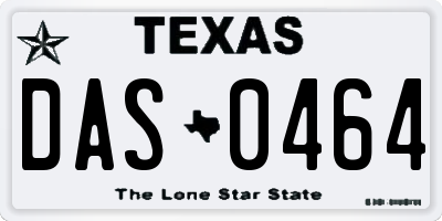 TX license plate DAS0464