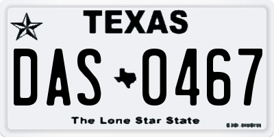 TX license plate DAS0467