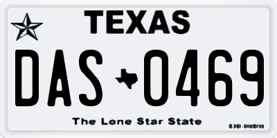 TX license plate DAS0469