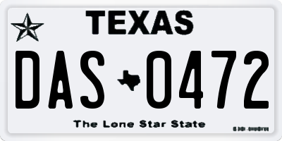 TX license plate DAS0472