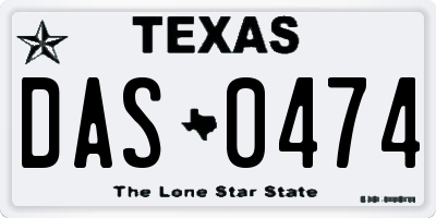 TX license plate DAS0474