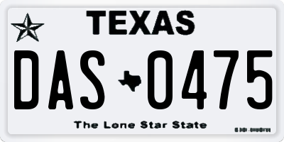 TX license plate DAS0475