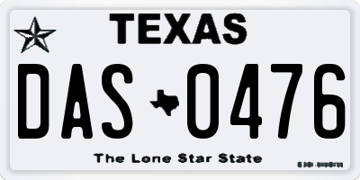 TX license plate DAS0476
