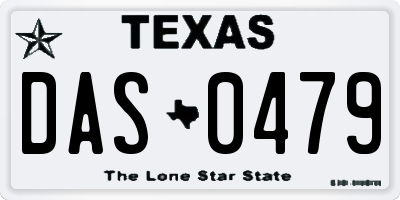 TX license plate DAS0479