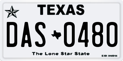 TX license plate DAS0480