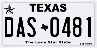 TX license plate DAS0481