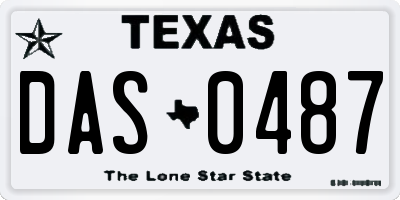 TX license plate DAS0487