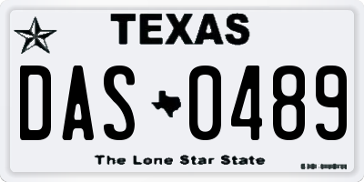 TX license plate DAS0489