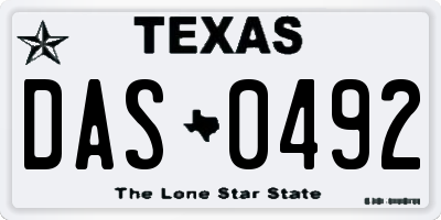 TX license plate DAS0492