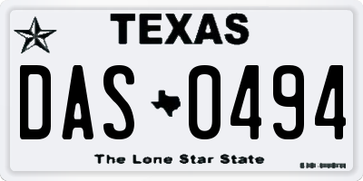 TX license plate DAS0494