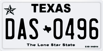 TX license plate DAS0496