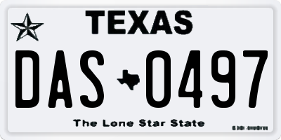 TX license plate DAS0497