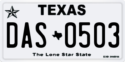 TX license plate DAS0503