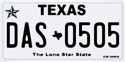TX license plate DAS0505