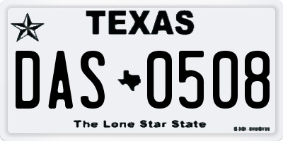 TX license plate DAS0508