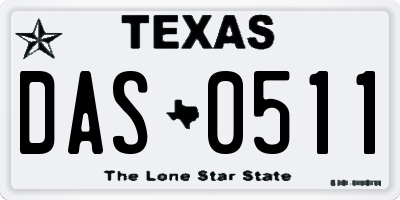 TX license plate DAS0511