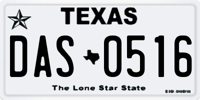 TX license plate DAS0516