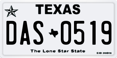 TX license plate DAS0519