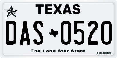 TX license plate DAS0520