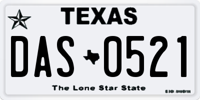 TX license plate DAS0521