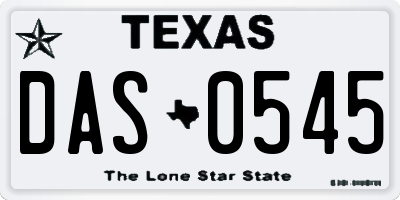TX license plate DAS0545