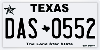 TX license plate DAS0552