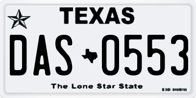 TX license plate DAS0553