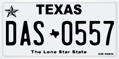 TX license plate DAS0557