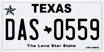 TX license plate DAS0559