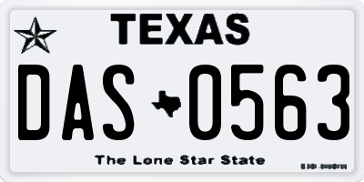 TX license plate DAS0563