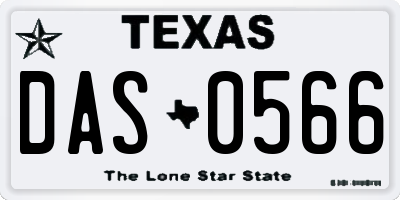 TX license plate DAS0566