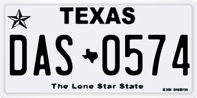 TX license plate DAS0574