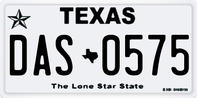 TX license plate DAS0575